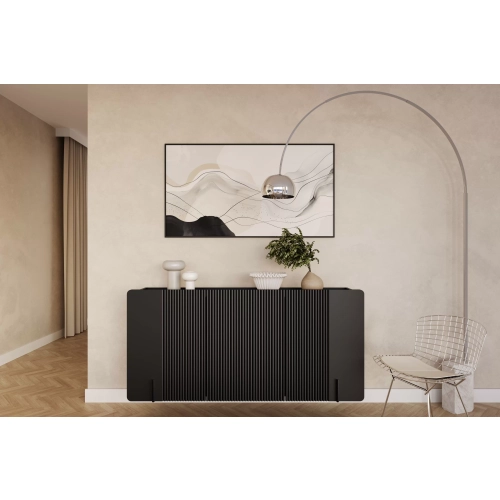 Komoda Malmi 150 cm wisząca - czarny mat / czarny